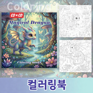 판타지 드래곤 성인 컬러링북 아트 컬러링 20가지 도안 21x21cm, 여덟 번째 시트, 1개