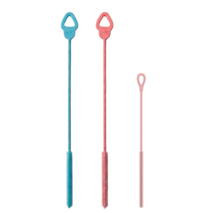 일상채움 34cm 최장형 실리콘 빨대 세척솔 6mm+9mm, 3개, 핑크+블루+3mm 핑크