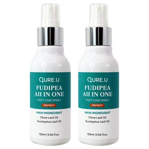 [큐어유] 푸디페아 손/발바닥 피부 손발톱 올인원 풋스프레이 발톱관리 120ml, 1개입, 2개