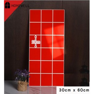 홈웰 셀프시공 붙이는 주방 욕실 컬러타일 발포시트지 30cm x 60cm 10장, 05 그리드레드