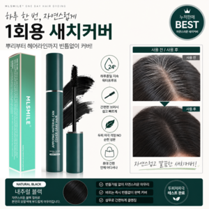 새치커버 헤어 마스카라 흰머리 뿌리 부분염색 헤어라인 커버 눈썹 겸용 1회용, 1개, #01 블랙
