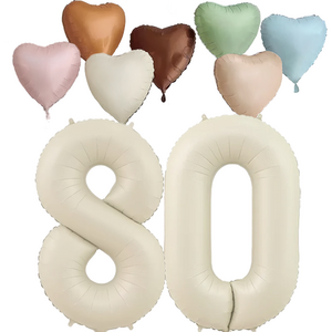 파파 파티 크림 하트 대형 숫자 기념일 생일 풍선 세트, 1세트, 크림 80 + 하트7종
