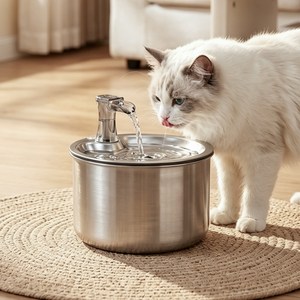 Bornoon 반려동물 스테인리스 자동 급수기 2L 강아지 고양이 정수기, 1개, 304 스텐, WF150