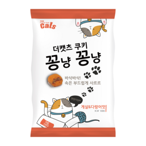 더캣츠 쿠키 꽁냥꽁냥 고양이 비스켓, 혼합맛(게살/다랑어맛), 100g, 4개