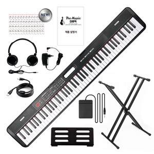 더뮤직 / 교습용 88건반 전자 디지털 피아노 + 스탠드 + 서스테인 페달 + 헤드셋 + MIDI-USB 케이블 풀 세트 블랙 화이트, 블랙-JO-A01B-H, 1개, JO-A01B-H