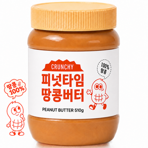 [오독오독 땅콩] 피넛타임 무가당 100% 땅콩버터 크런치, 1개, 510g
