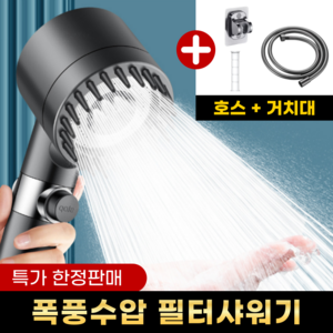 비타크린 폭풍수압 초강력 필터 샤워기 헤드, 프리미엄 실버, 1개