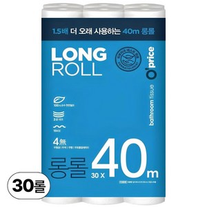 오프라이스 롱롤 3겹 화장지 40m, 30롤, 1개