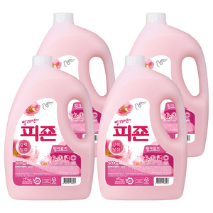 피죤 레귤러 섬유유연제 핑크로즈 본품, 2.5L, 4개