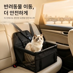 반려동물 차량용 카시트 가방 안전벨트 고정식 방수 오염방지 통기성 소형견 고양이 차량 이동 가방, 1개, 검정색
