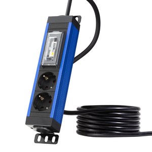 파워존 유커먼 4000W 고용량 알루미늄 2구 멀티탭 누전차단 서버탭, 5m, 누전차단 2구 다크블루, 1개