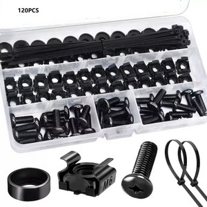 M6 케이지너트 세트 서버랙 나사 와셔 케이블타이 포함 120PCS 1개