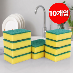 고밀도 다목적 스펀지 양면 수세미 주방 설거지, 1세트, 10개입