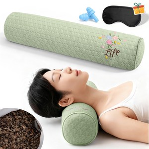 Folvia 인체공학 시원한 메밀 경추베개 높이조절 편안한 목지지 숙면 수면베개, 1개, 그린
