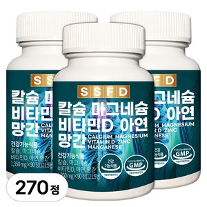순수식품 칼슘 마그네슘 비타민D 아연 1350mg, 90정, 3개