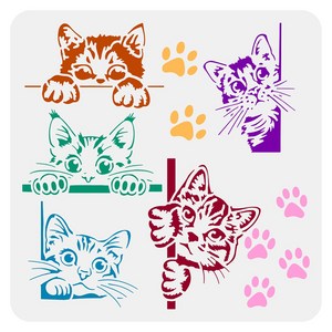 1개 PET 고양이 모양 그림 스텐실 (DIY 스크랩북 사진 앨범용 30x30cm)