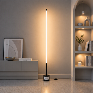 LA DERIVE LED 북유럽 플로어 램프 조명 3색 모드 밝기 조절 일자형 슬림 플로어 LED 스탠드 플로어 무드등 거실 플로어 램프, 블랙 100cm