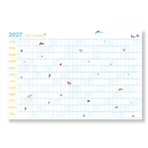 2027년 한장 대형 벽걸이 큰 포스터 1년 계획표 캘린더 감성 인테리어 벽 신년 새해 사무실 회사 수험생 공시생 대학생 달력 연간 플래너 연력 스케줄 관리 일정 계획 공부 직장인, 1개, 럭키