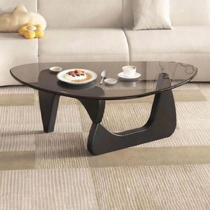 New World 소파테이블 강화유리 거실 티테이블 커피 테이블114CM NTCJ, 그레이+블랙 114CM