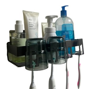 라이프엣지 접착식 무타공 공중부양 칫솔걸이, 1개, 그레이 4구