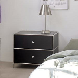 올리비아 600 모던 모듈가구 2단 협탁, 낮은 협탁_600, 블랙