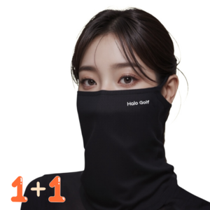 헤일로 골프 귀가 아프지 않고 착용감 편한 자외선차단 골프 마스크 남녀공용 등산 낚시 조깅 자전거 야외활동, 2개입, BLACK