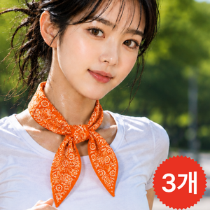베루아 여름 냉감 쿨링 냉동스카프, 3개, 선셋 오렌지