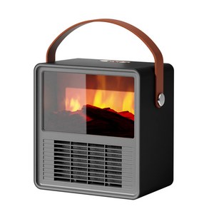 벽난로 불멍 무드등 PTC 온풍기, 블랙, LT-8016, 블랙