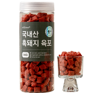 바른츄 강아지 간식 촉촉한 육포, 1kg, 1개, 국내산 흑돼지