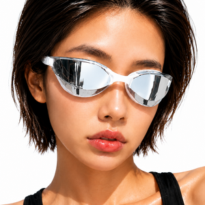 블랙웨이브 선글라스 수경 미러 고글 UV코팅 하하물안경, 1개, 미러렌즈화이트