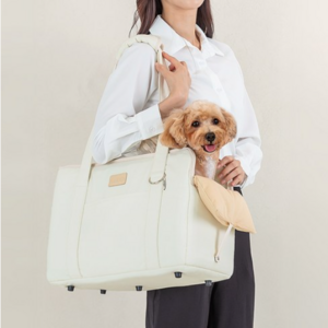 레토 강아지 이동가방 숄더백 올쿠션, 아이보리, 1개