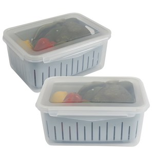 제오닉 야채 채소 과일 보관 물빠짐 채반 밀폐용기, 2개, 4L