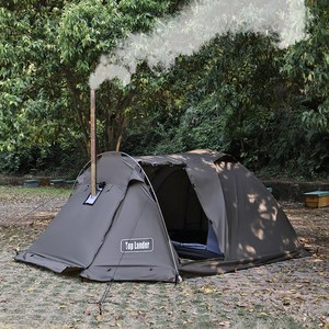 탑 랜더 사계절용 난연성 텐트 2인용 화목난로용 스토브 잭과 스노우 스커트를 갖춘 방수 경량 터널형 텐트, 올리브 그린