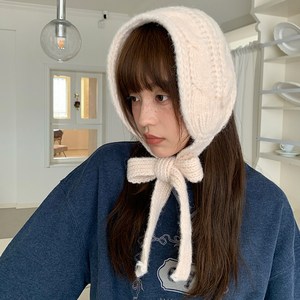 HALOPICK 여성 꽈배기 울 니트 귀도리 방한 이어머프 귀마개, 1개, 아이보리