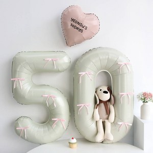 이벤트홀릭 50일 셀프 촬영 풍선 세트 (이름 레터링 포함 귀여운 글씨체), 1개, 11.크림핑크 리본세트