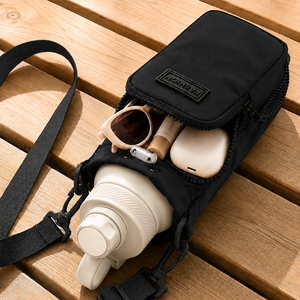 소소지락 텀블러 물병 수납 가방 크로스백, 1개, 블랙