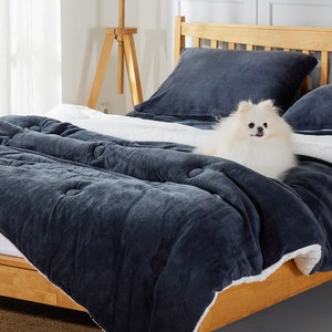 온누안 알러지케어 뽀글 양면 극세사 겨울이불, 차콜그레이