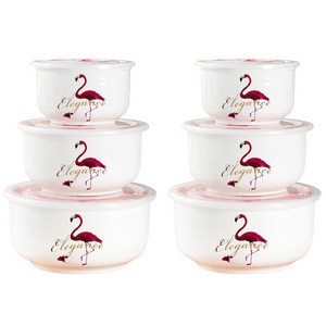 투데이리빙 6개 세트 세라믹 소재 진공 밀폐 용기 전자레인지 사용 가능 학생 직장인 야외 피크닉 휴대용 전자렌지용 도시락 국통 죽통 반찬통 도시락통, 300ml 2p + 500ml 2p + 900ml 2p, 1세트