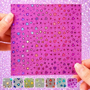 홀로그램 하트 색종이 15x15cm 28매 7컬러 반짝이 펄 종이접기 특수지