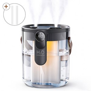 Craftsy 가정용 가습기 1.5L 무드등 무소음 대용량 듀얼미스트 휴대용 가습기, 진회색, H40