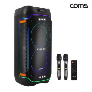 컴스 이동식 블루투스 무선 마이크 앰프 LED 버스킹 스피커, KY1000(100W), 블랙
