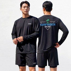 서프라이더 [자체제작] 서프라이더 남성 상하의 2장세트 긴팔수영복 래쉬가드 자외선차단 체형커버 오버핏 루즈핏 빅사이즈/SURFRIDER 골드박스 특가