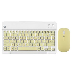 UB BK1 블루투스 무선 키보드+마우스 세트, 텐키리스, 옐로우 라지, BK 1