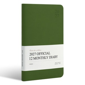 인디고 2027 오피셜 열두달 B6 먼슬리 업무용 다이어리, 1개, 그린무스