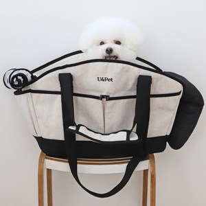 유앤펫 강아지 고양이 듀오 캔버스 이동가방 캐리어, 1개, 블랙