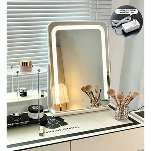 고휘도 LED 화장거울 KC 인증 어댑터 3색모드 각도조절 장식경, 화이트 400*500mm (USB보다 2배 밝은 )