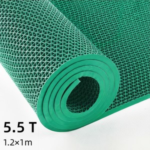 Fowod 방수고무매트 미끄럼방지 우천 야외 PVC 바닥 깔개 패드 현관매트 미끄럼방지 수영장 롤매트, 1개, 녹색5.5t