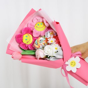 스마일꽃 롤리팝 킨더조이 꽃다발, 핑크