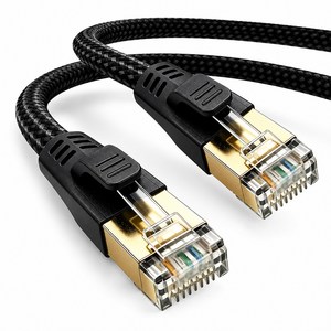 CAT8 초고속 평면 편조 랜케이블 RJ45 SFTP 차폐 인터넷 랜선 PC 공유기 게이밍용, 1.5m, 1개, 블랙