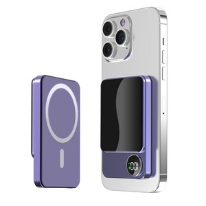 대용량 15W무선충전 PD22.5W QC3.0 맥세이프 호환 맥세이프보조배터리 10000mAh, 퍼플, 009